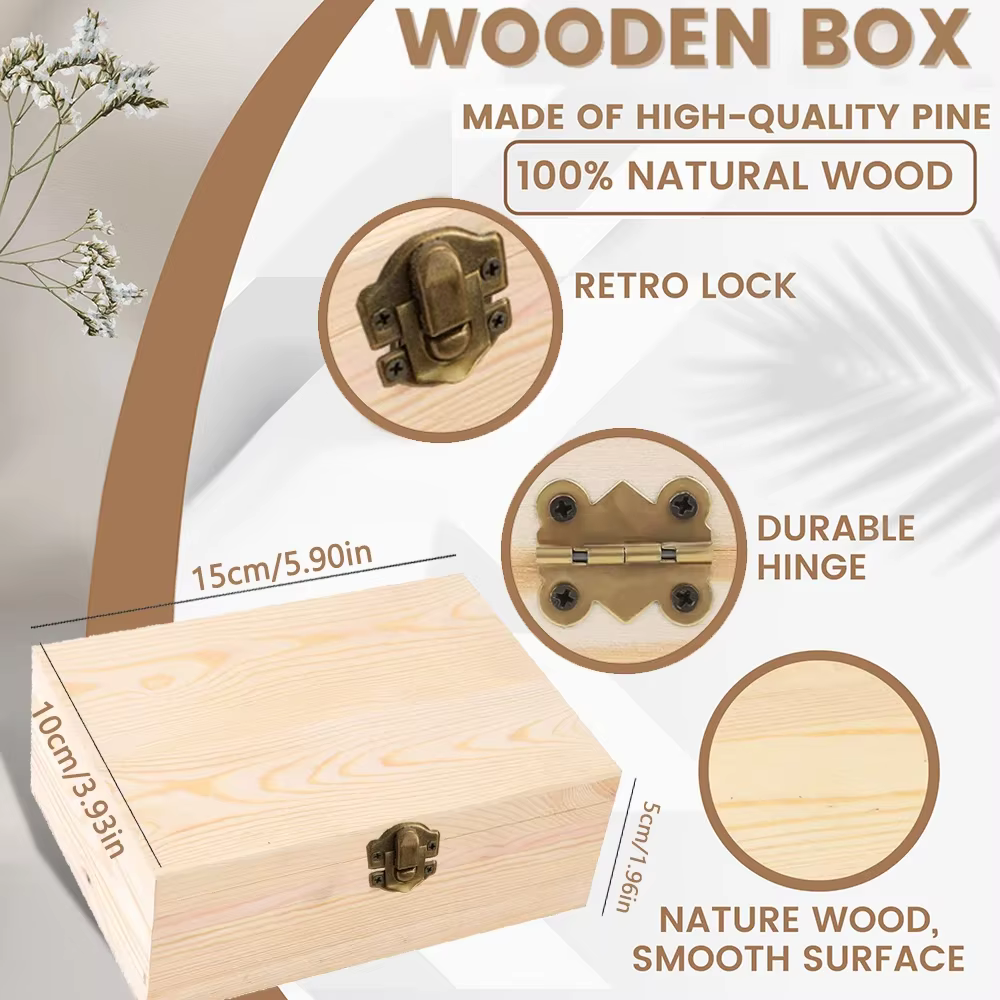 Boîte de mémoire florale personnalisée en bois