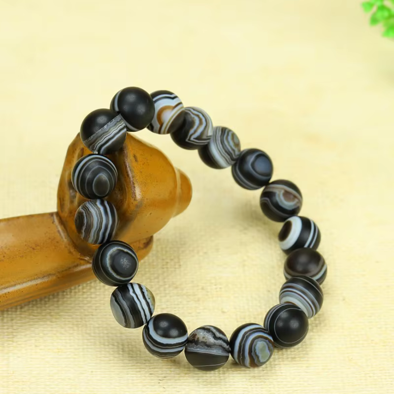Bracelet élégant à rayures en agate pour hommes - Accessoires