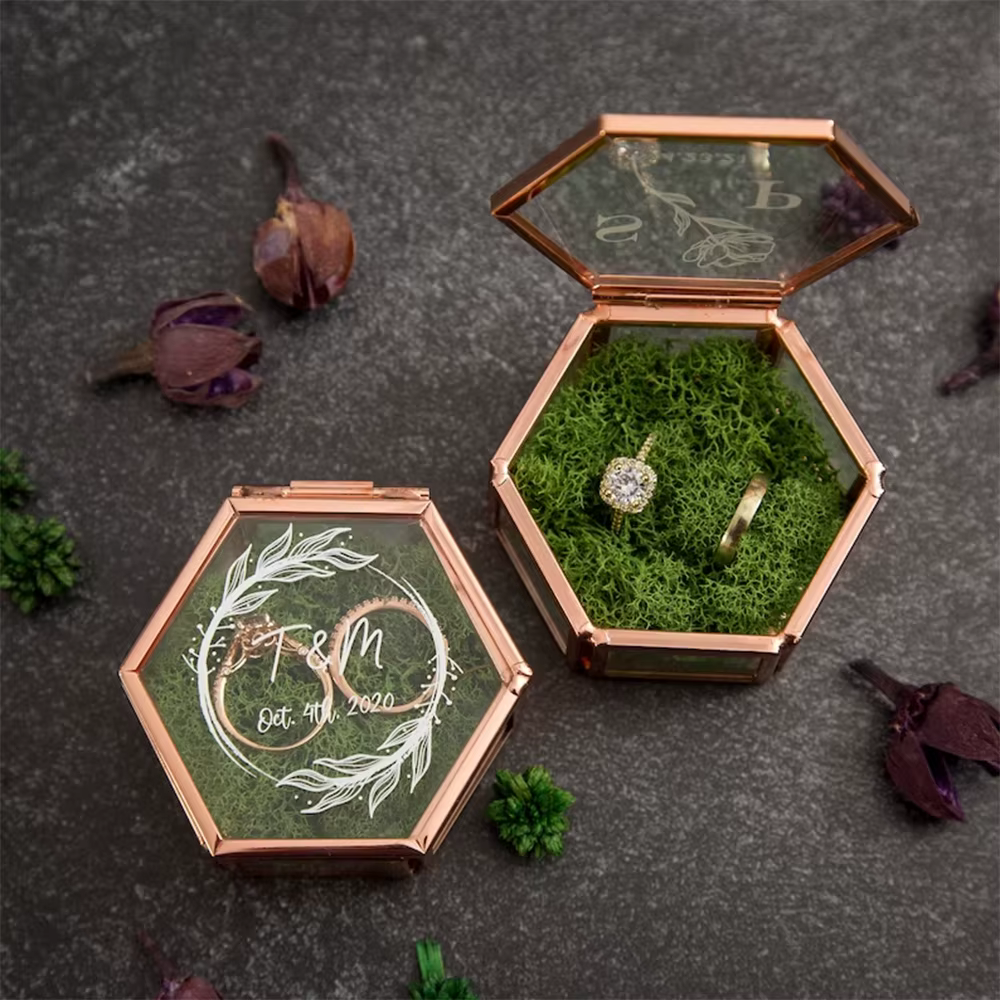 Boîte à bagues en verre personnalisée