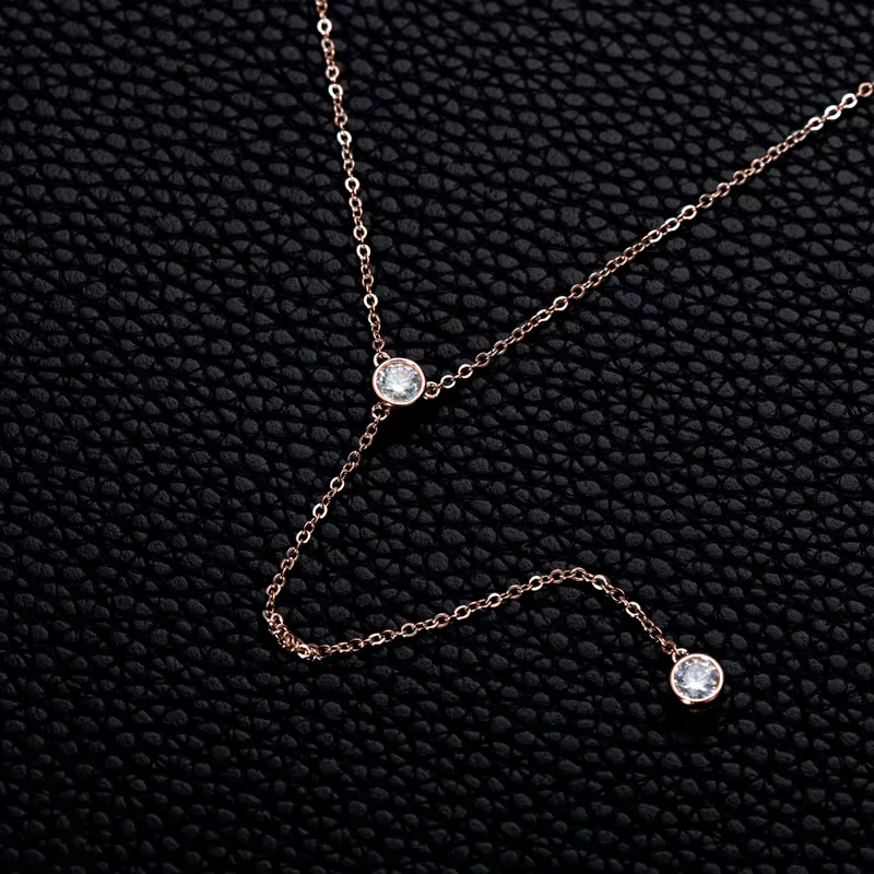 IOGOU D couleur Moissanite diamant collier pour femmes gland pendentif 925 argent or Rose/or jaune plaqué Sexy fille bijoux