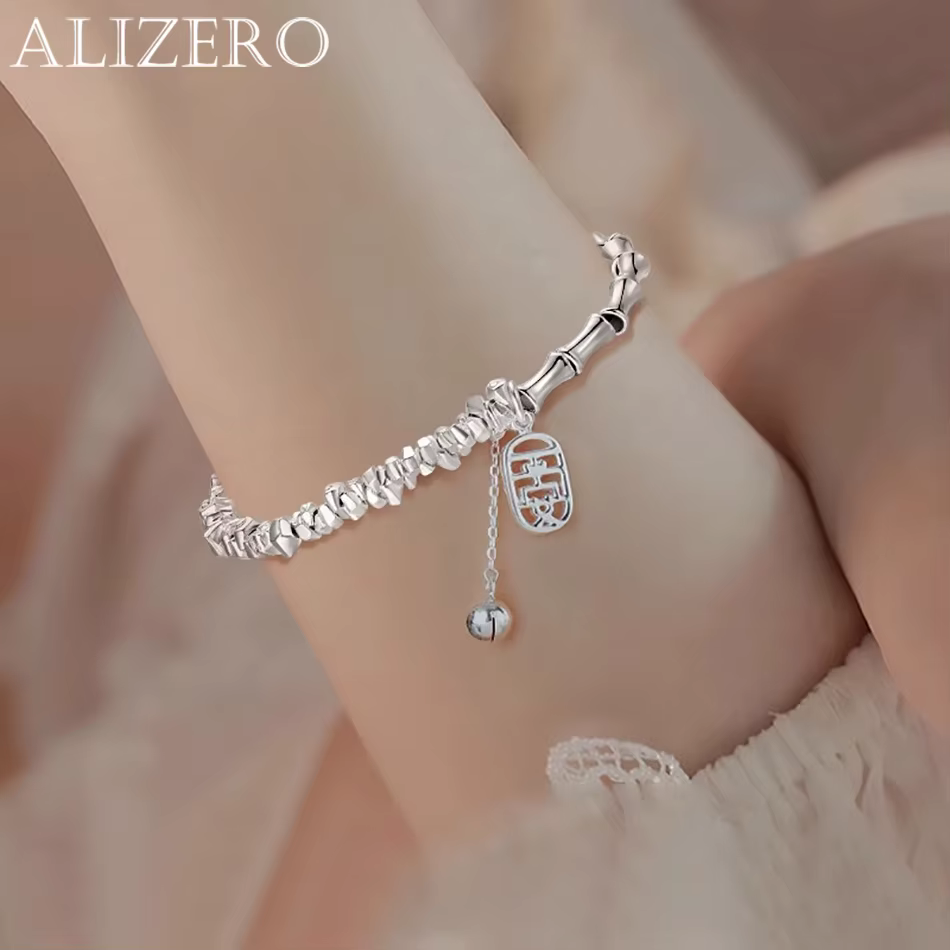 ALIZERO 925 argent cloche Bracelet à breloques pour femmes fille conception perle coréen bijoux livraison directe