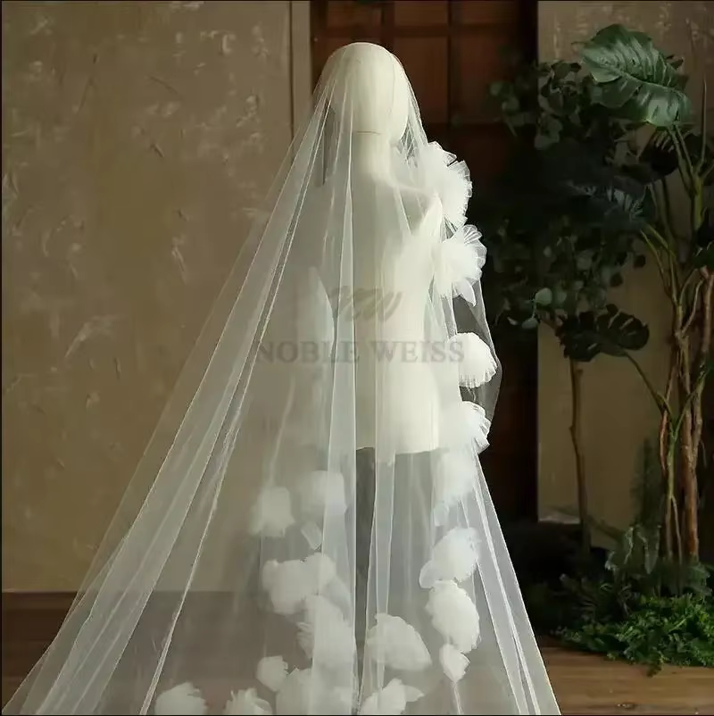 Voile de mariage long pour patients