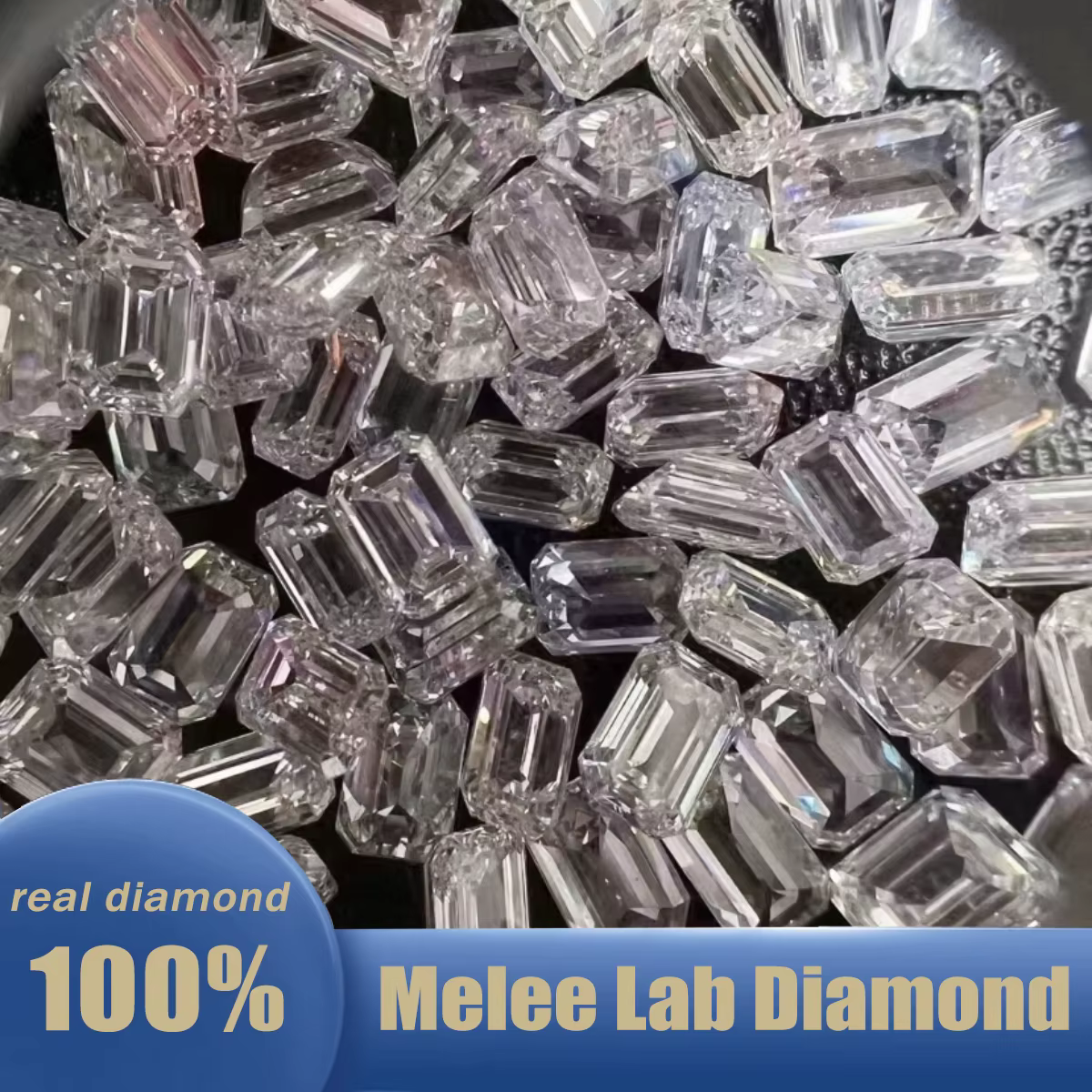 Petit diamant de laboratoire taille émeraude DEF VS/VVS