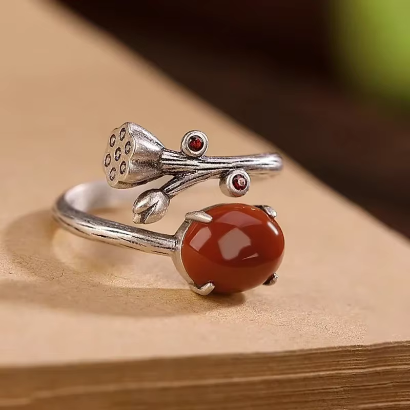 Bagues Vintage en argent 925 Tourmaline rouge du sud pour femmes