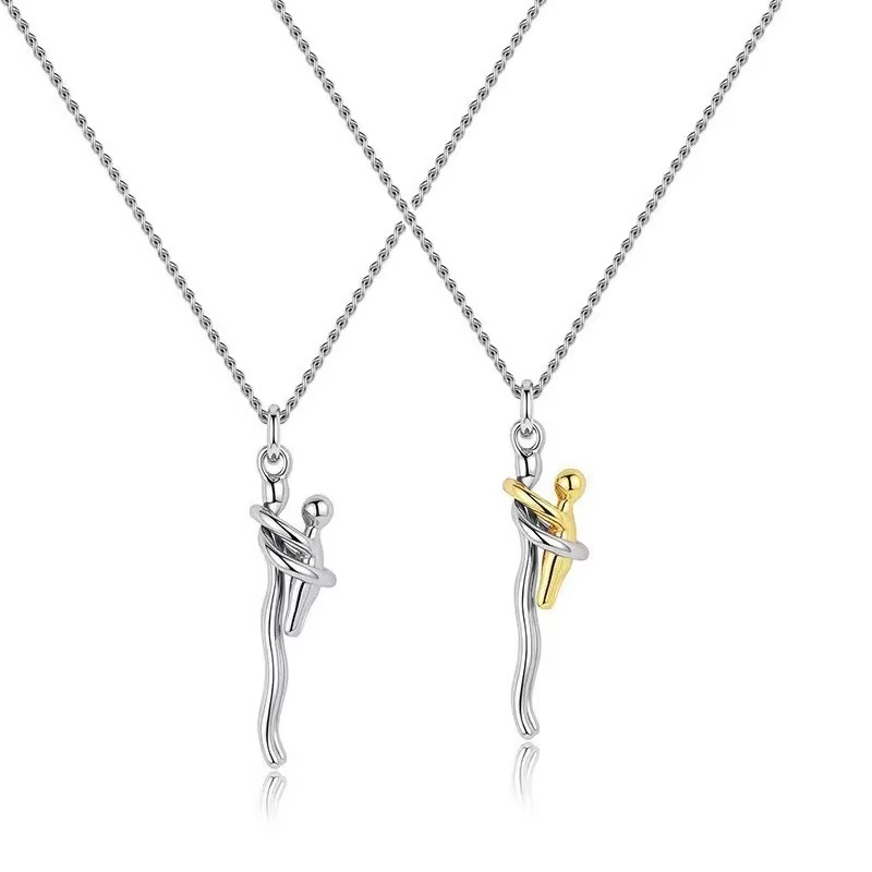Collier pendentif bicolore « Family Warm » design créatif détachable Mère et Enfant