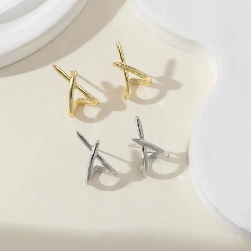 Boucles d'oreilles croisées en acier inoxydable pour femmes et filles