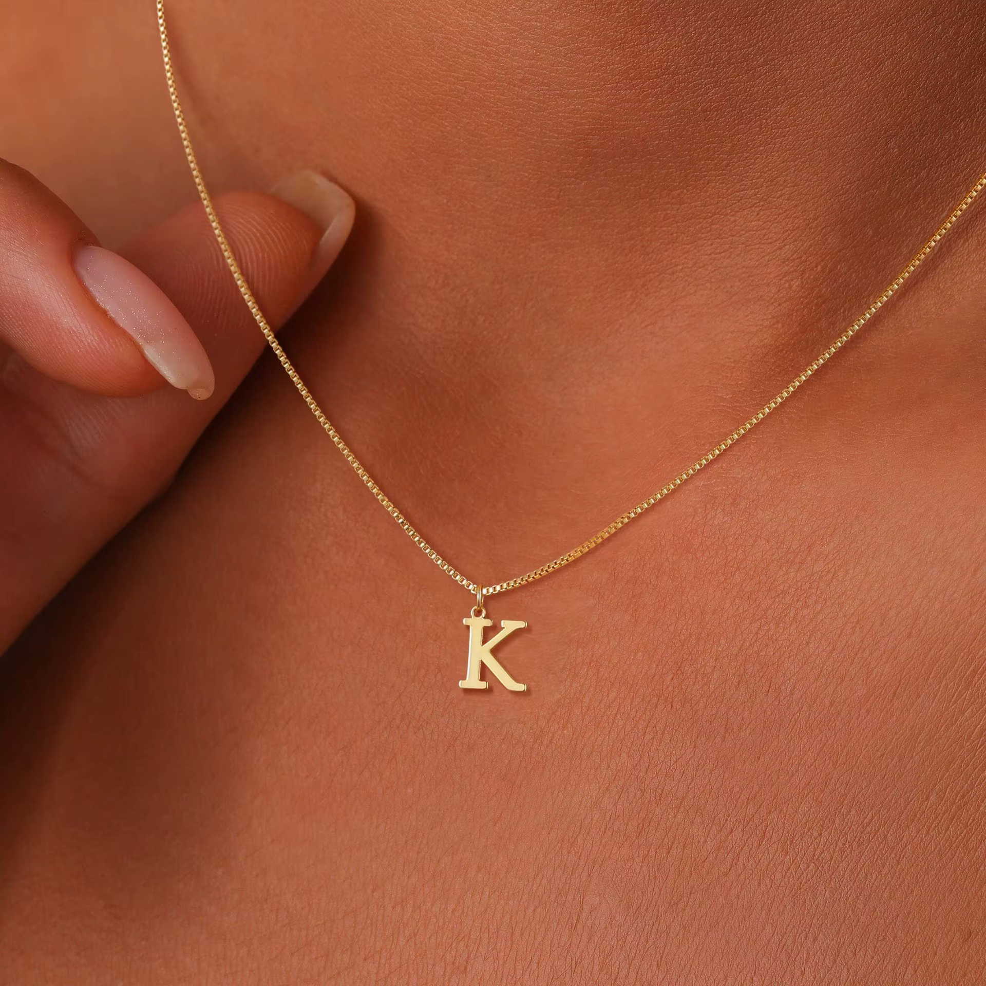 Collier initial A-Z plaqué or 18 carats