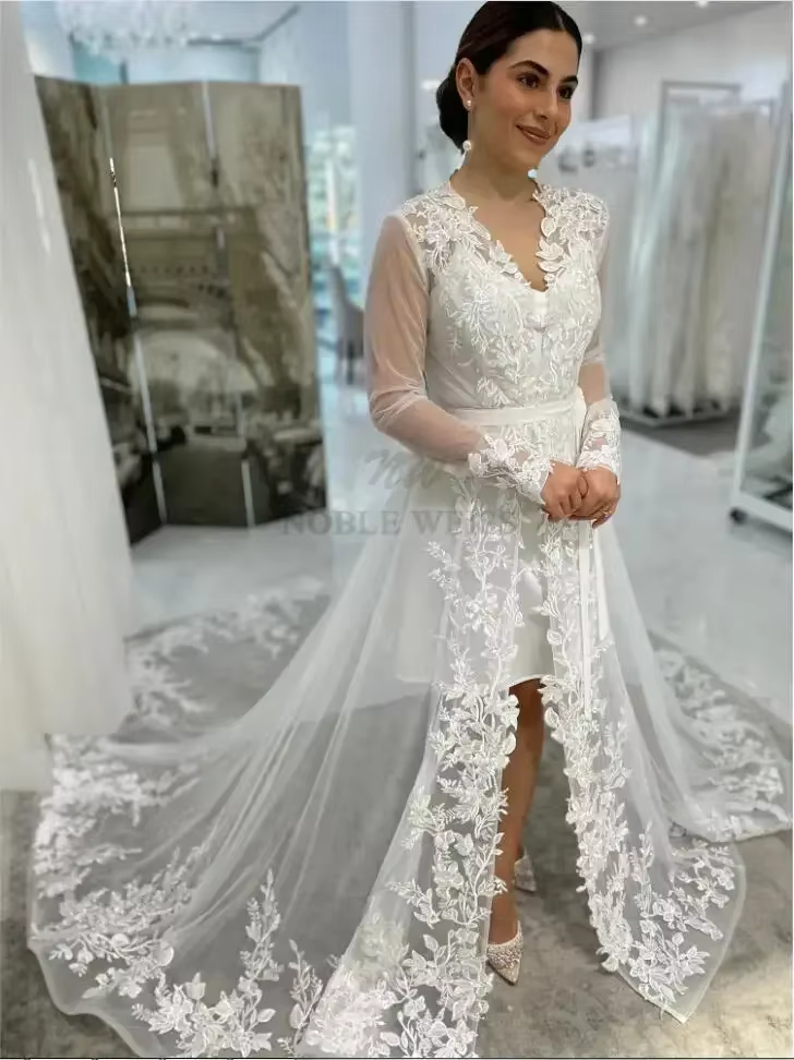 Veste de Mariage à Manches sulfavec Appliques