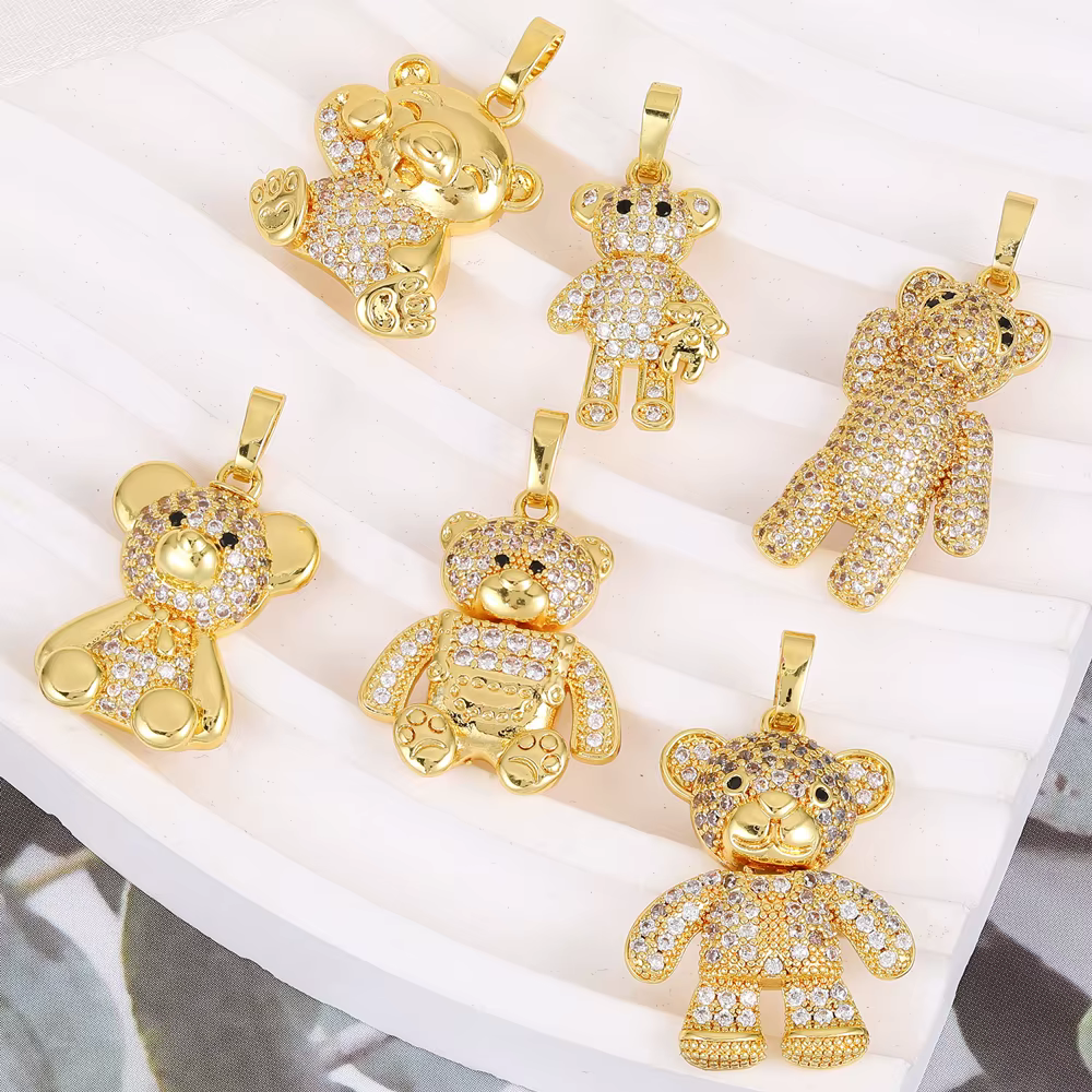 Juya nouveau 18K véritable plaqué or Animal tigre panthère ours léopard breloques pour bricolage cadeau de luxe pendentif adolescent fabrication de bijoux