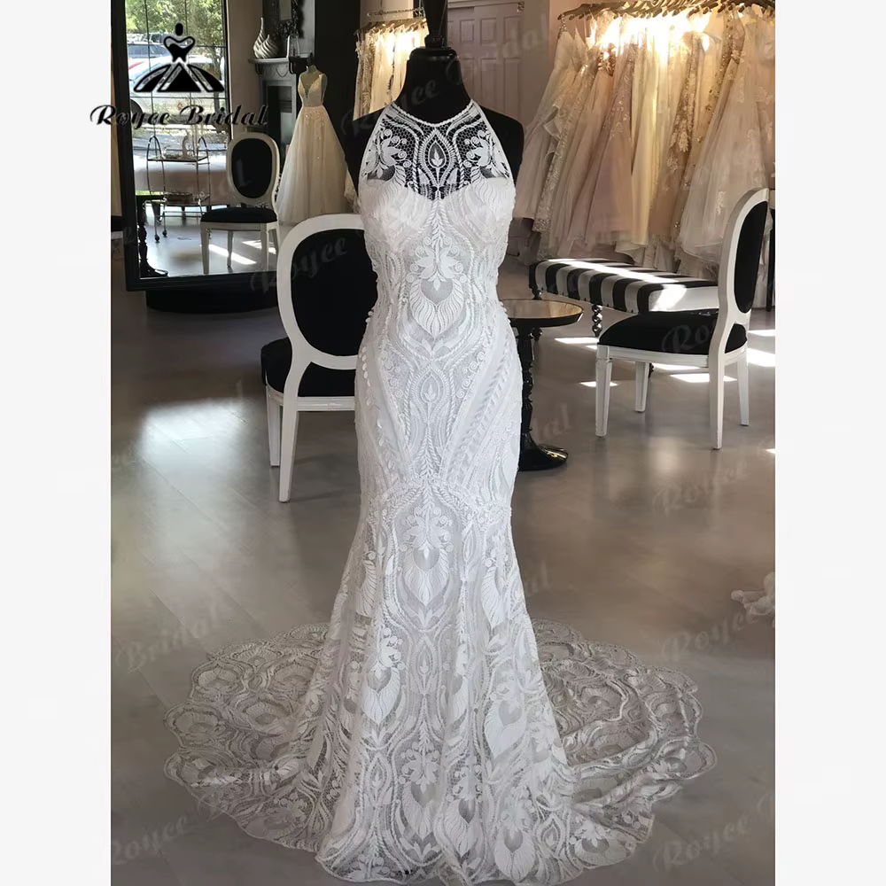 Robe de mariée sirène bohème en dentelle pour femme