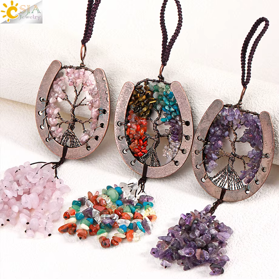 Pendentif arbre de vie Reiki pour rétroviseur de voiture