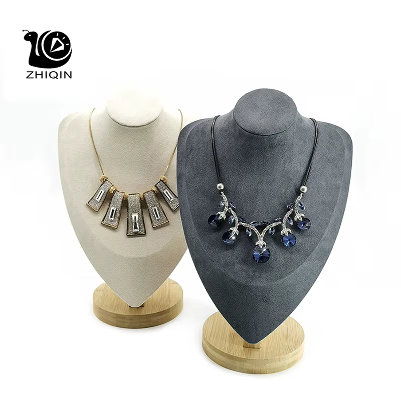 Présentoir à Bijoux en Bambou Beige/Gris