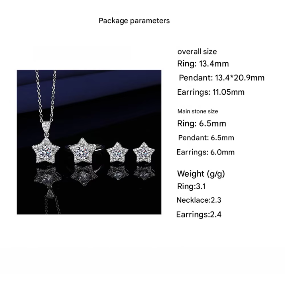 925 ensemble de bijoux étoile en argent Sterling femmes étincelant Zircon accessoires de mode cadeau