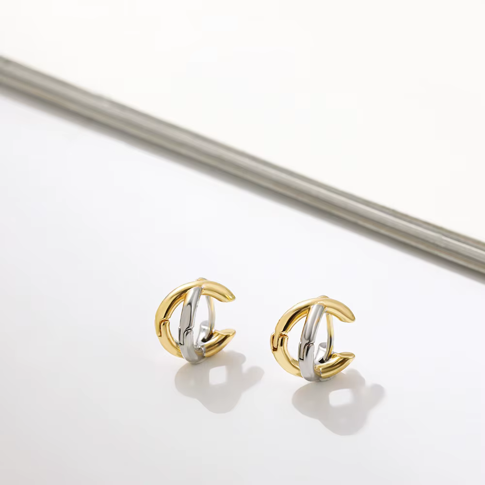 Boucles d'oreilles créoles crd'appareils-cross en métal doré pour femmes
