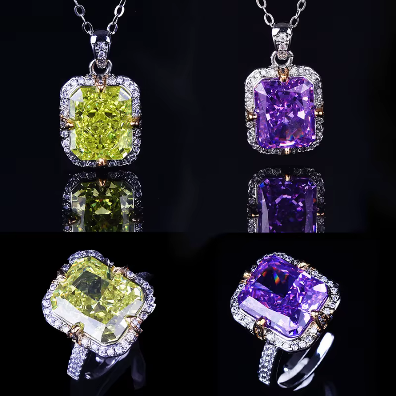Collier pendentif Huitan Ice Flower Cube en zirconium pour femmes