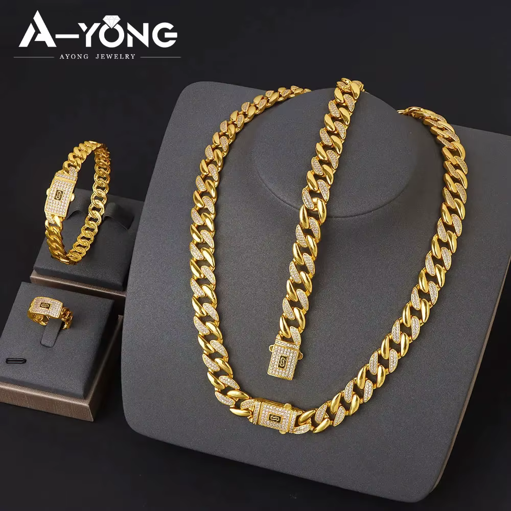 Ensemble de bijoux chaînes cubaines de mode arabe