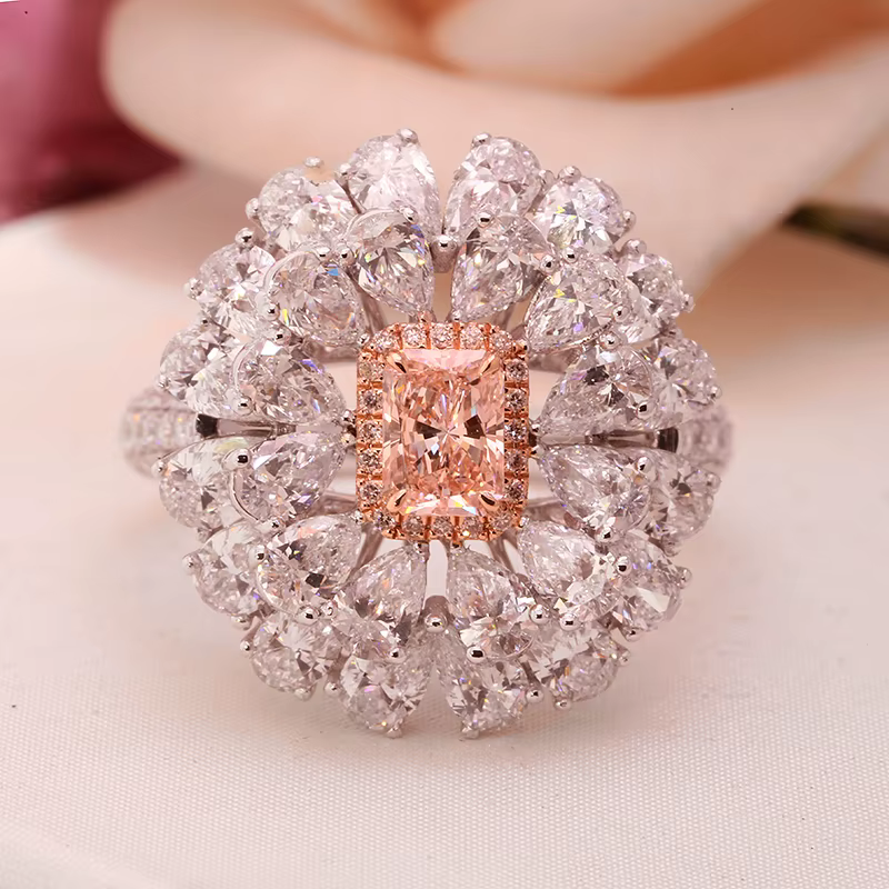 AEAW 10k or blanc 0.5CT pierre principale 4.9ctw