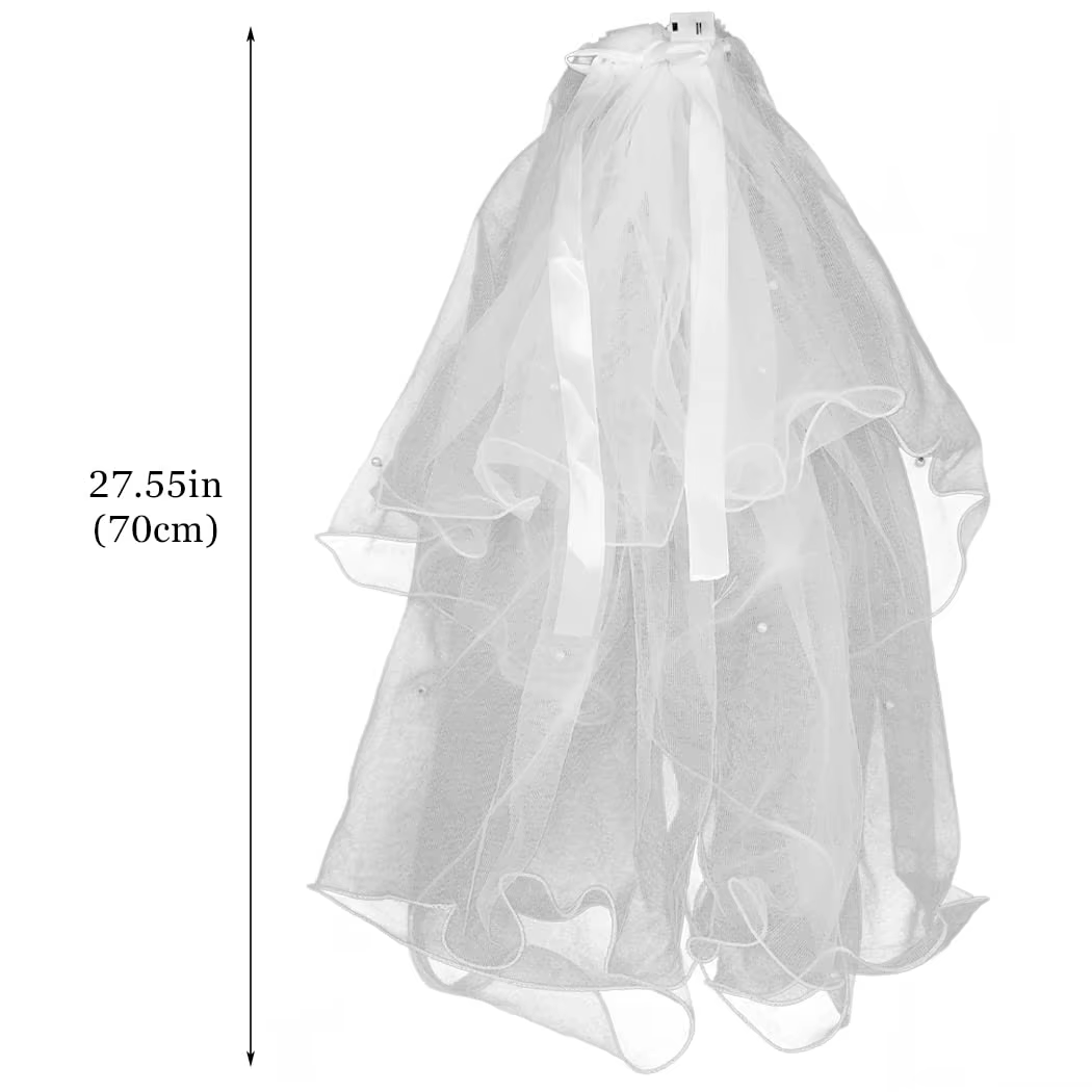 Voile lumineux LED blanc à 2 niveaux avec épingle à cheveux