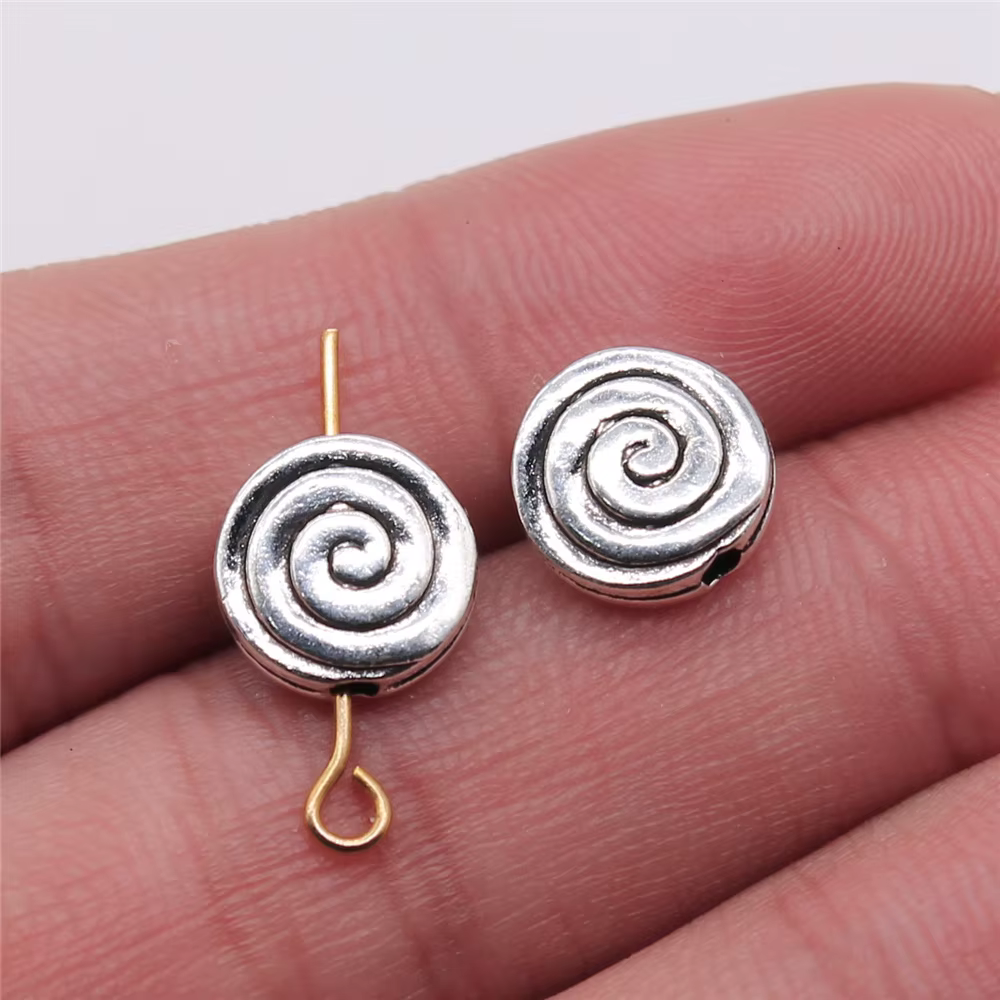 WYSIWYG 10 pièces accessoires de fabrication de bijoux bricolage artisanat Antique couleur argent 3x10mm tourbillon rond petit trou perles
