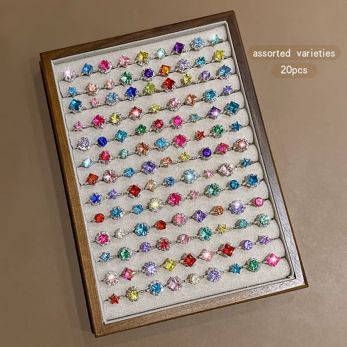 20 styles à la mode et simples avec une bague ouverte de couleur aléatoire adaptée à un usage quotidien et à l'emploi