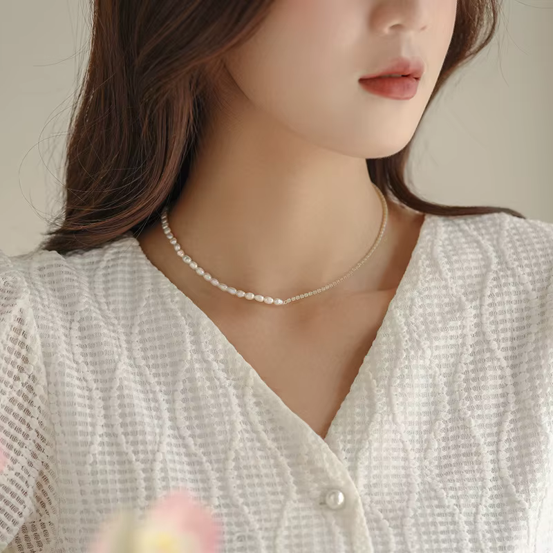 Meilleure vente 100% perle d'eau douce naturelle et étoile de cristal brillant 14K or rempli femme épissure collier bijoux pour femmes chaînes