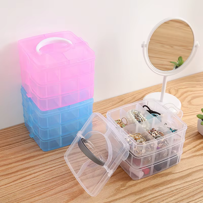 Boîte de rangement portative à trois couches pour la maison