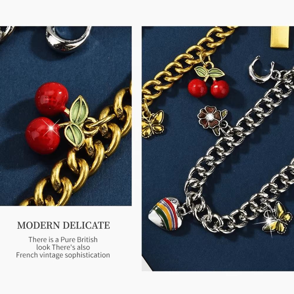 Joli petit pendentif détachable en forme de cerise et de cœur