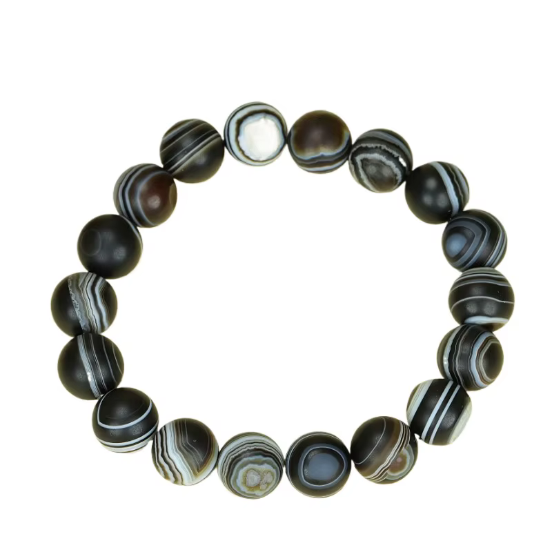 Bracelet élégant à rayures en agate pour hommes - Accessoires