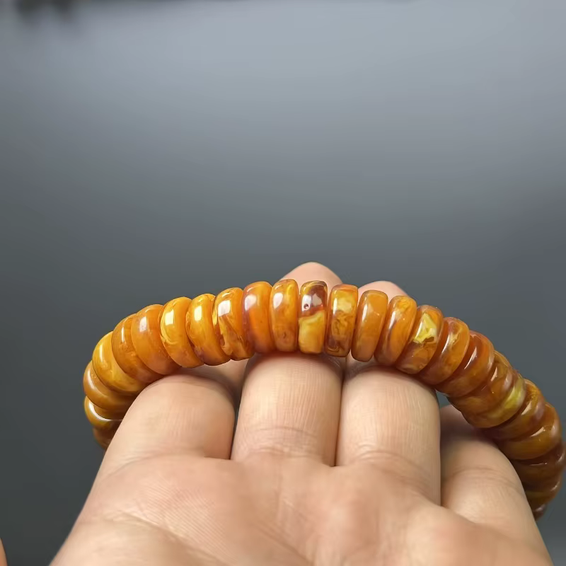 Bracelet de perles de cire d'abeille ambre