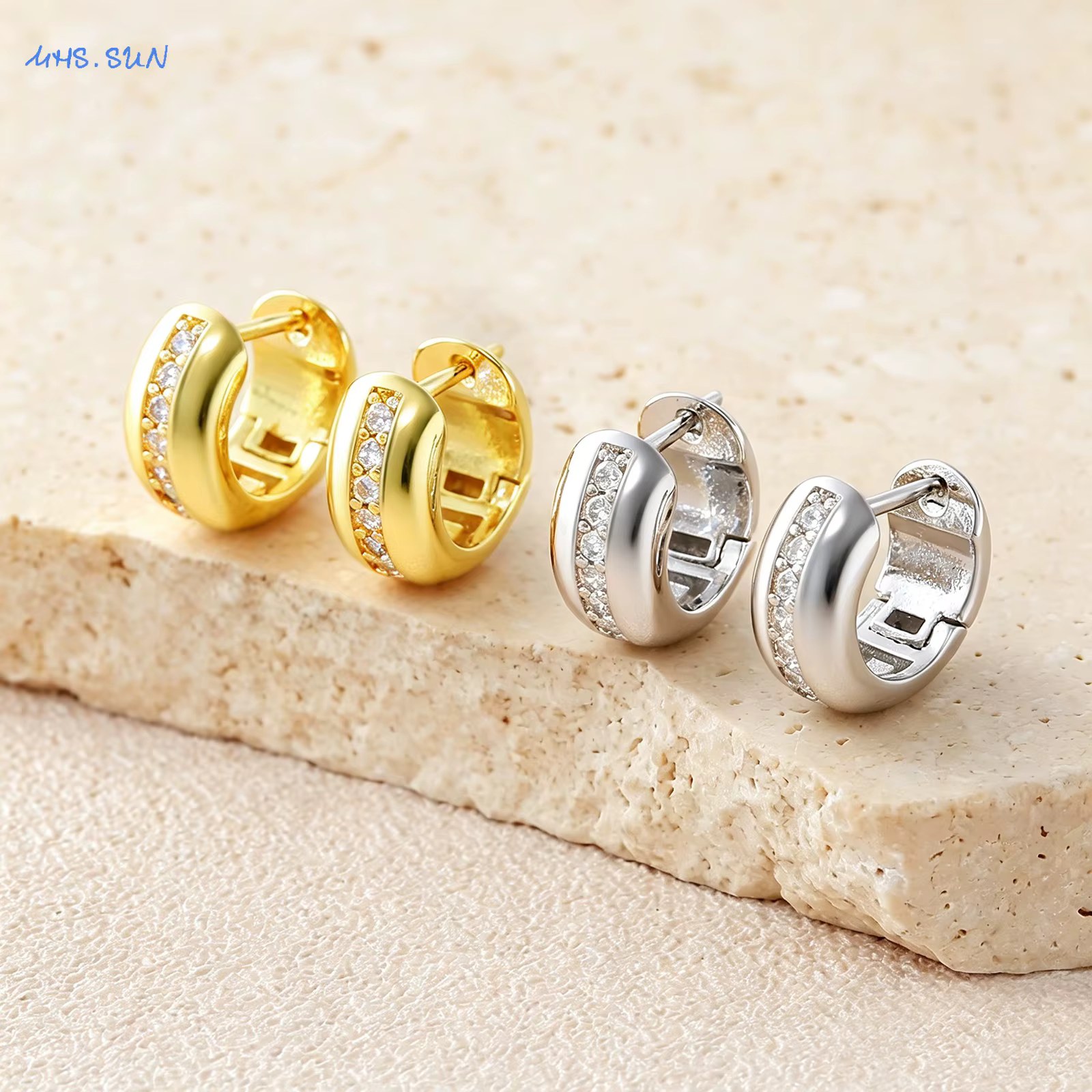 SUNSLL – boucles d'oreilles classiques plaquées or/argent