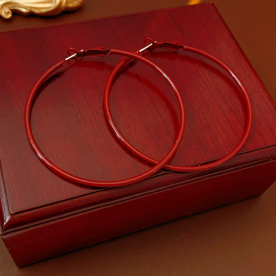 BLIJERY NOUVEAU Grandes boucles d'oreilles créoles rouges élégantes pour femmes et filles