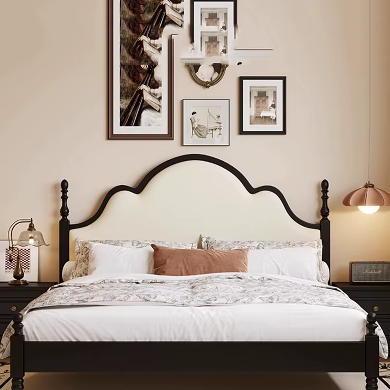 Lit Double de rangement noir haut de gamme chambre moderne Style français lit en bois famille Camarotes Para dortoir meubles de maison