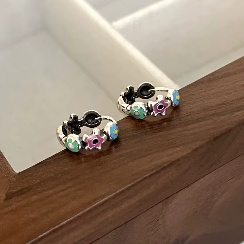 Boucles d'oreilles en argent Sterling 925 avec revêtement en émail