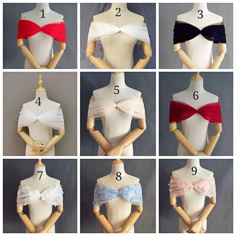 Accessoires de mariage dentelle réglable mariée haussements d'épaules hors de l'épaule col en v tour