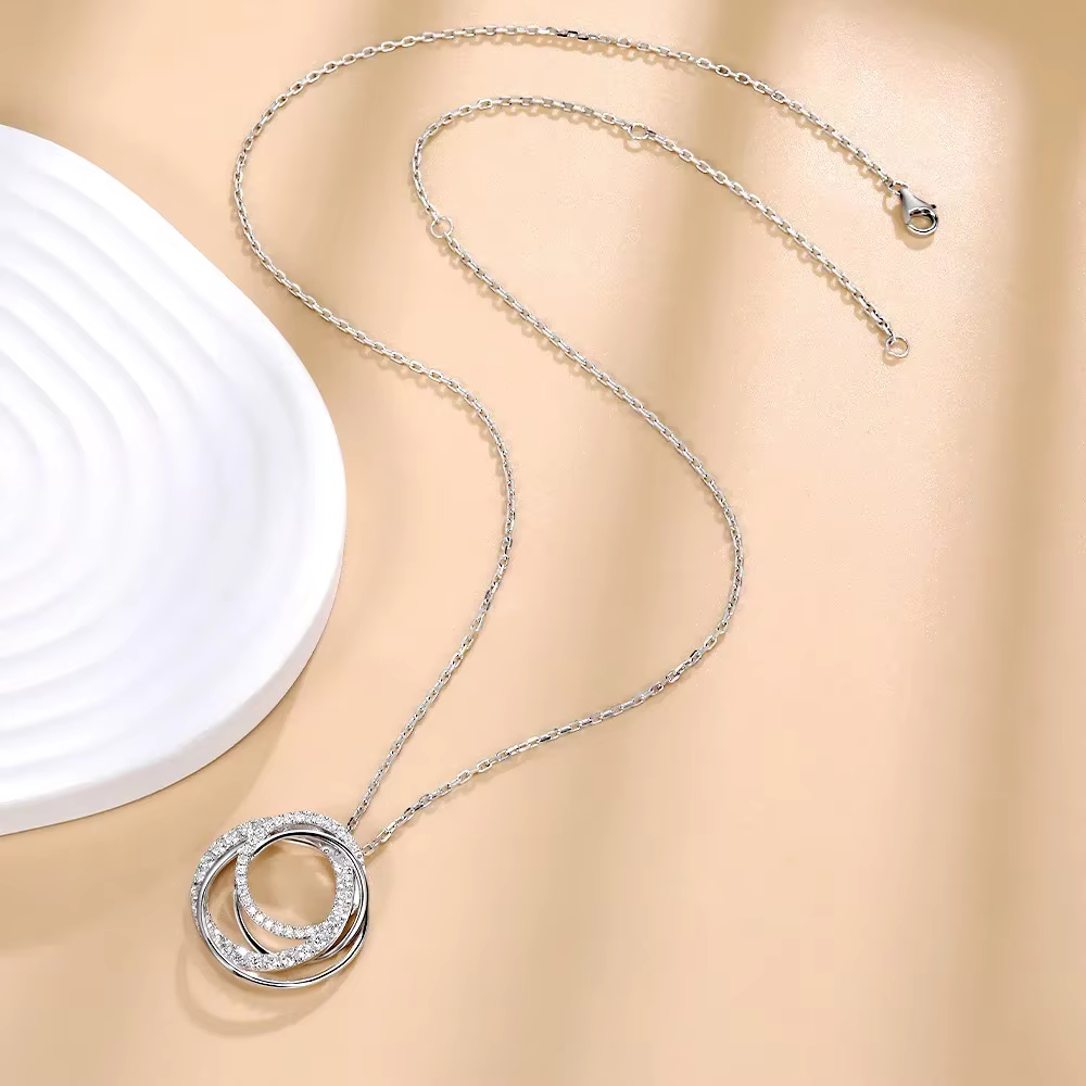 M-JAJA Moissanite pendentif collier pour femmes D VVS1 18K plaqué or blanc S925 argent multicouche cercle chaîne bijoux de luxe