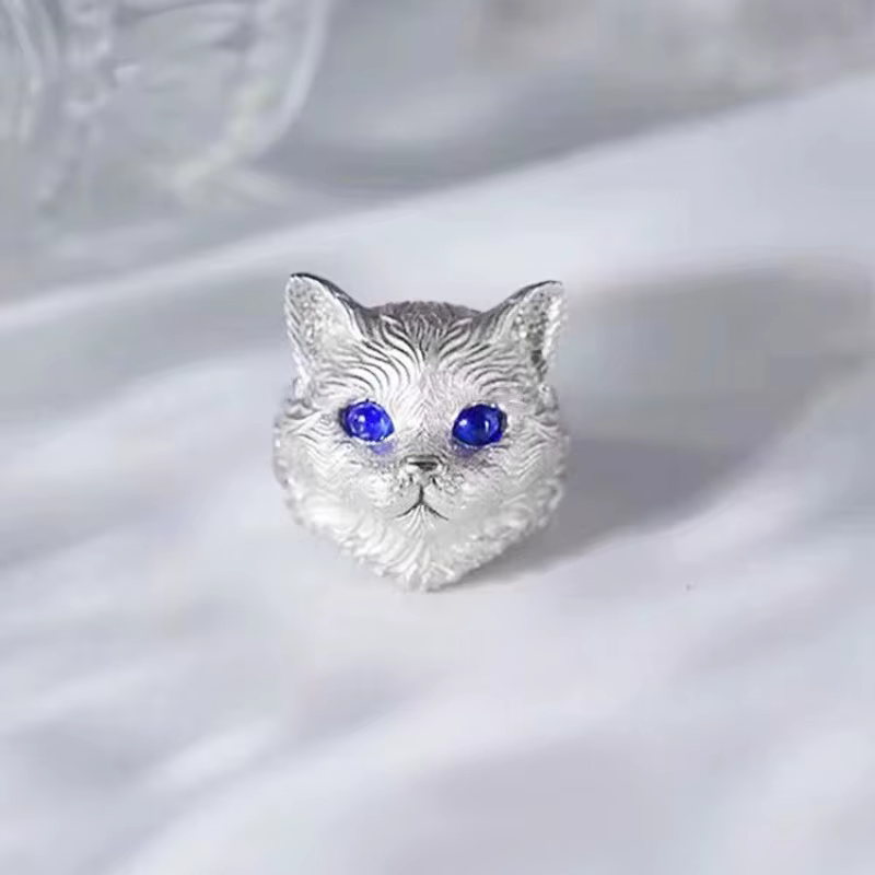 Bagues en forme de chat en relief camée pour femmes