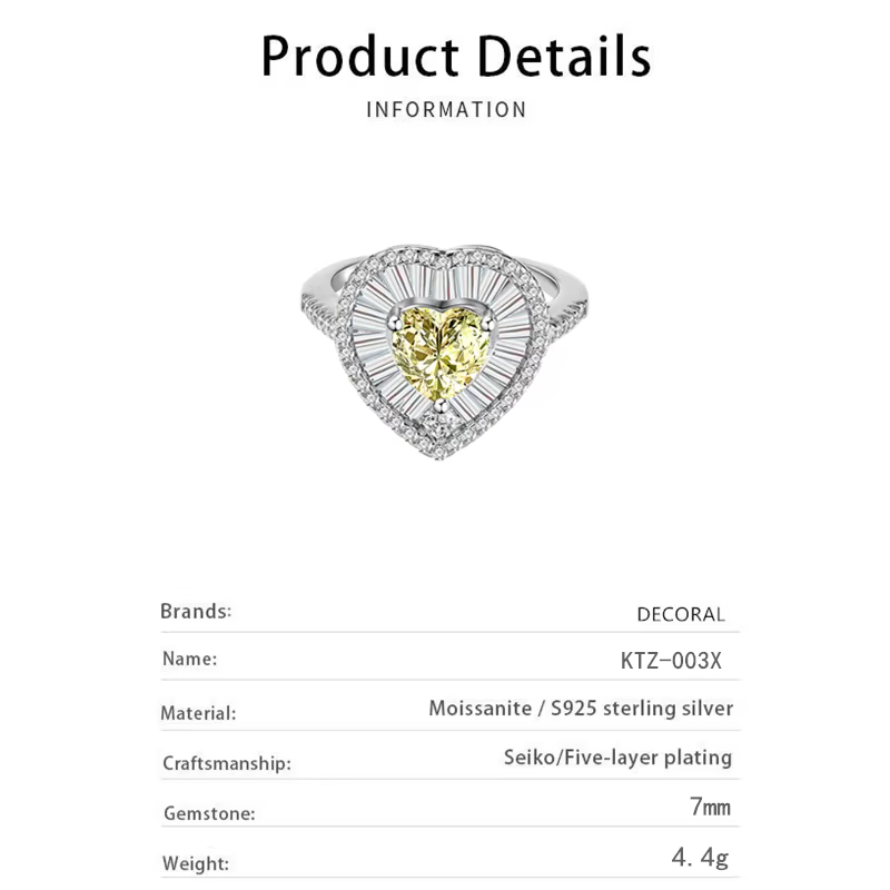 Bague de mariage en moissanite rose et jaune citron