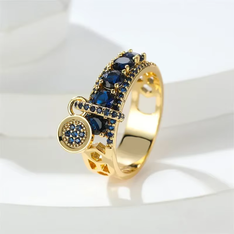 Bague en pierre bleu royal vintage pour femme