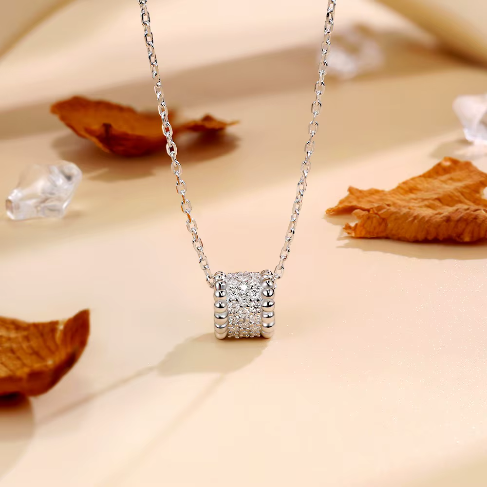 M-JAJA Réel Moissanite Collier pour Femme 925 Sterling Silver JOGemstone D document VVl's Lab Diamant Vintage Pendentif Bijoux