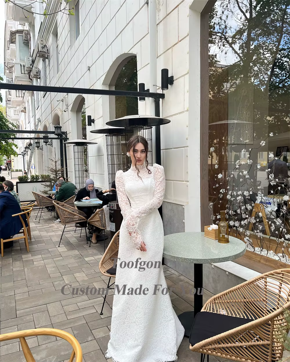 Toofgon-Robes de mariée formelles en dentelle délicate
