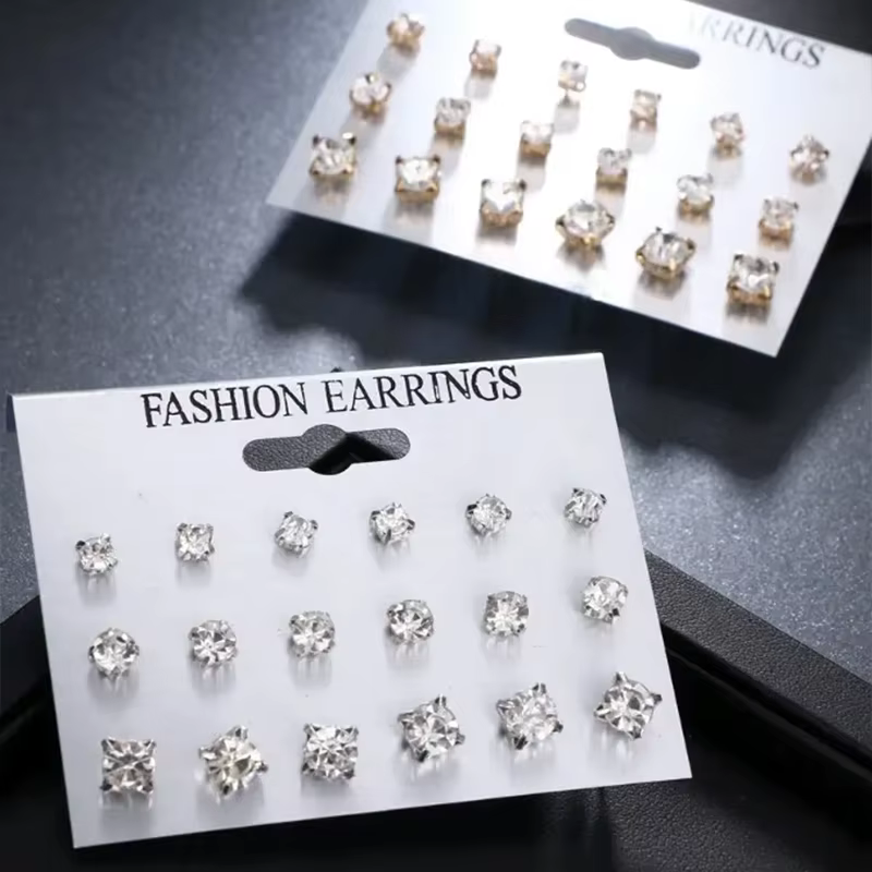 Ensemble de boucles d'oreilles à tige classique pour femme