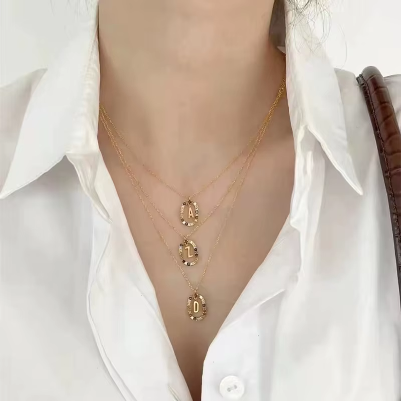 Nouveau 925 argent Sterling or lettres A-Z collier Initial zircone lettre pendentif longue chaîne dire mon nom bijoux fins
