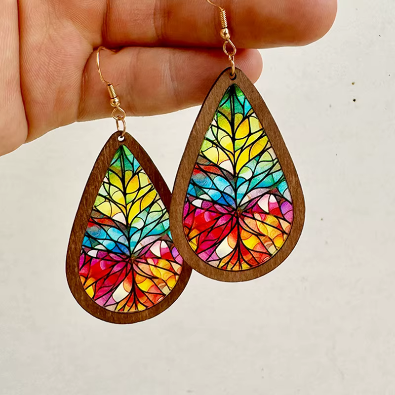 Boucles d'oreilles en mosaïque de verre coloré pour femmes