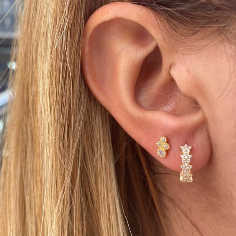 ROXI cinq étoiles luxe rangée zircon boucles d'oreilles pour femmes 925 en argent Sterling boucle d'oreille brillant