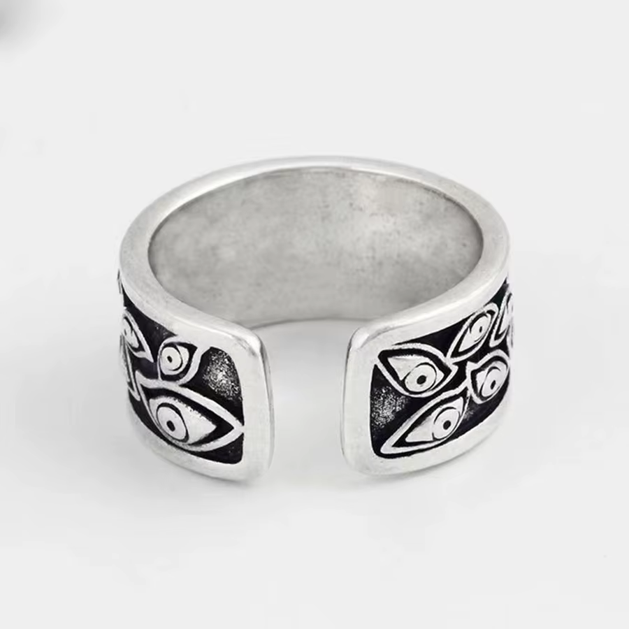 Bague ajustable rétro œil de démon pour homme