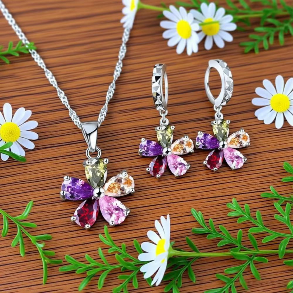Ensemble de bijoux brillants en argent Sterling 925
