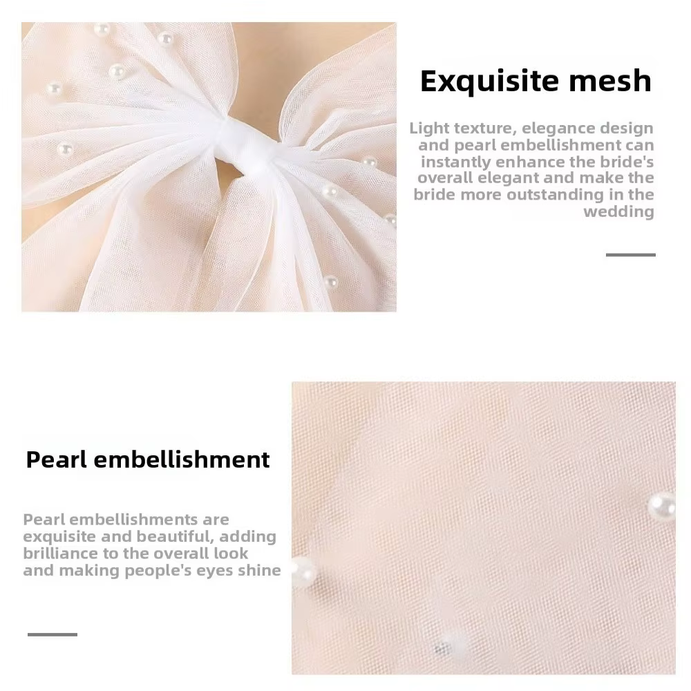 Voile de mariée simple à fleurs avec ruban de perles