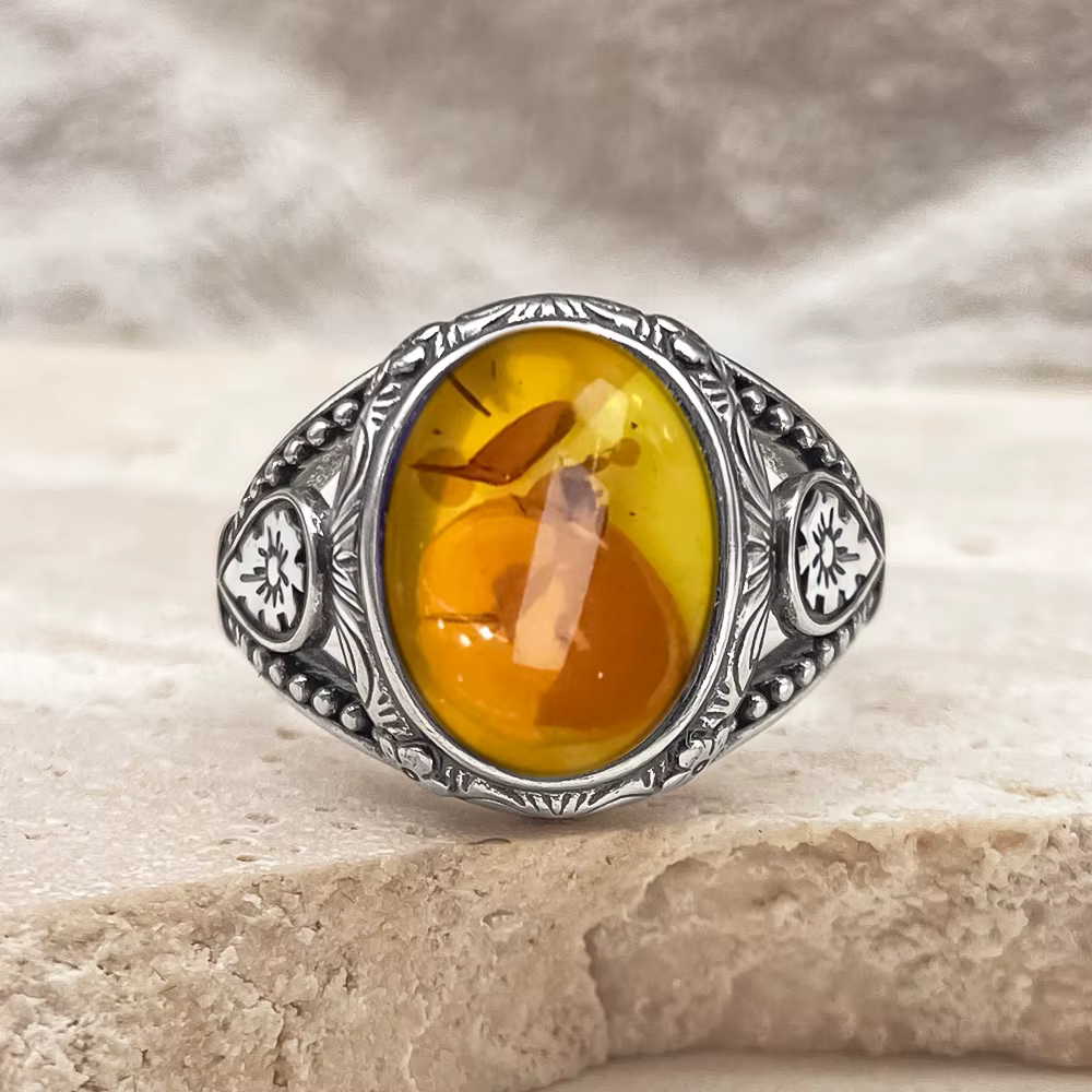 Bague vintage en argent 925 avec pierre naturelle