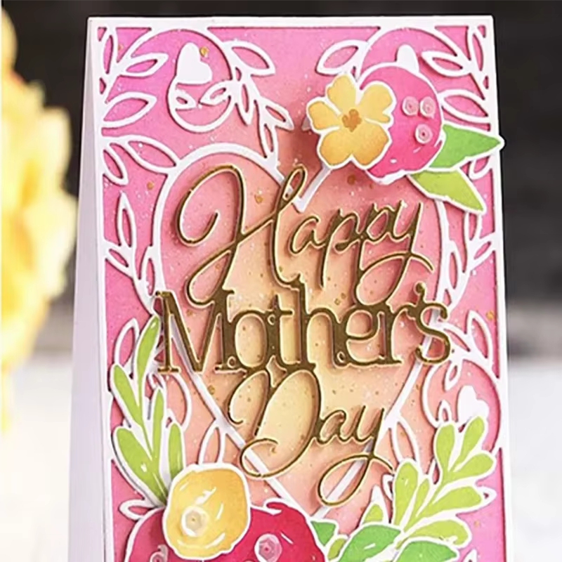 Joyeux père mère papa fête de la maman carte de voeux faisant moule matrices de découpe en métal pochoirs pour bricolage Scrapbooking Die modèle