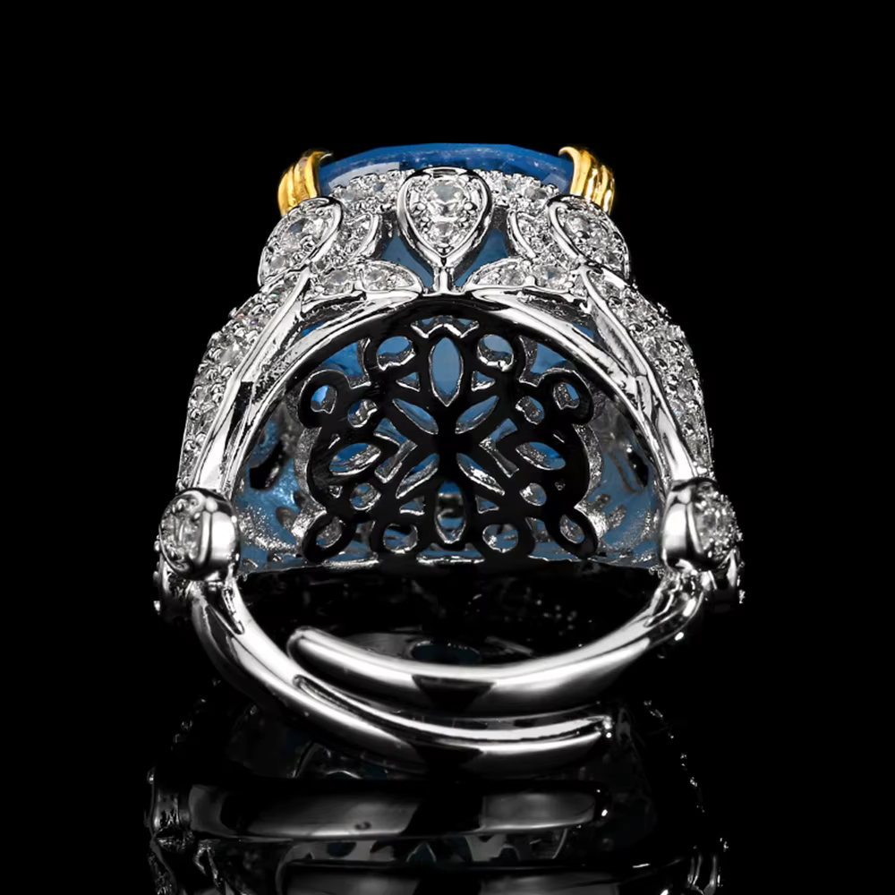 Vinregem – bague réglable Vintage pour femmes, émeraude et saphir créés en laboratoire, diamants à haute teneur en carbone, bijoux fins, vente en gros, 16x14 MM